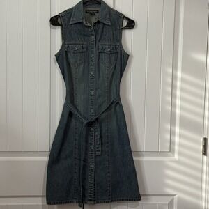 Vintage Polo Jeans Ralph Lauren Button Down Denim‎ Dress Size 4 Preppy Classic